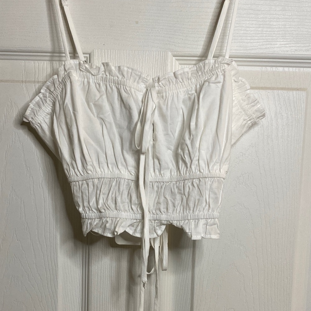 Cotton Candy White Ruffled Crop Top